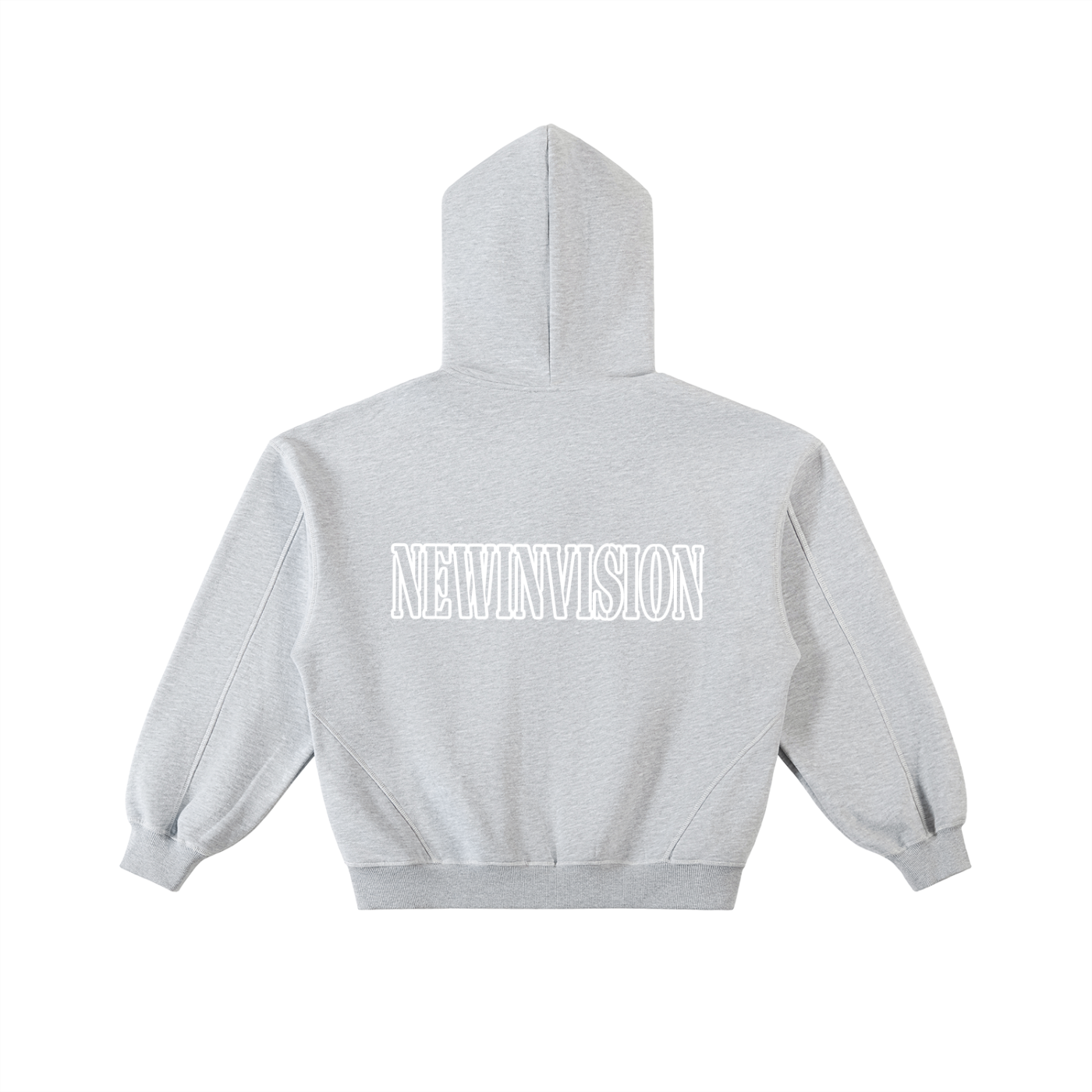 NewInVision-Stitched Boxy Fleece Zip Hoodie