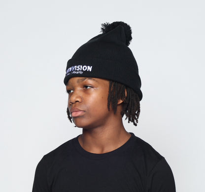 "NewInVision" Pom-Pom Beanie