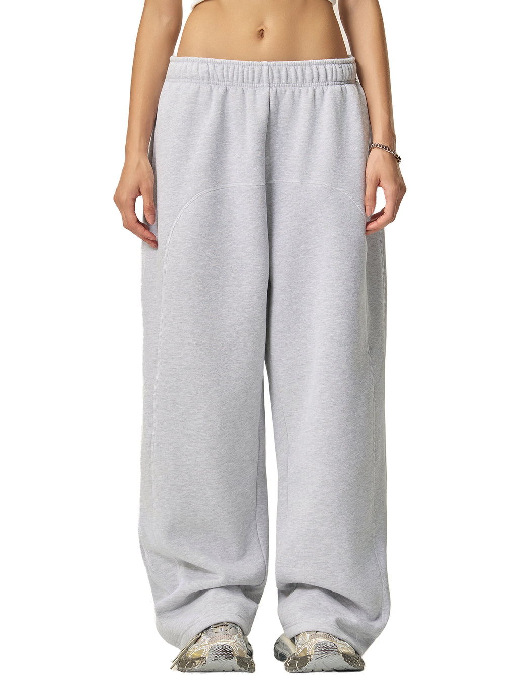NewInVision-Stitched Fleece Sweatpants