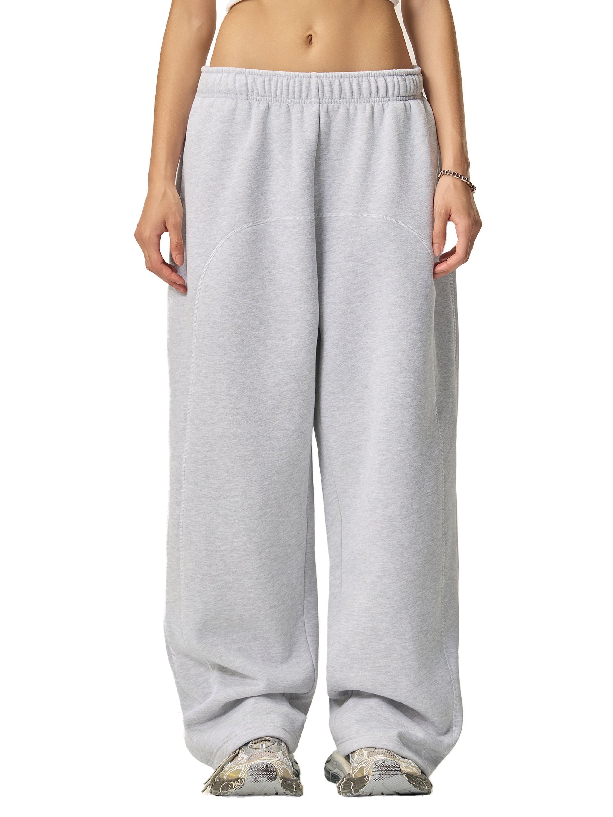 NewInVision-Stitched Fleece Sweatpants
