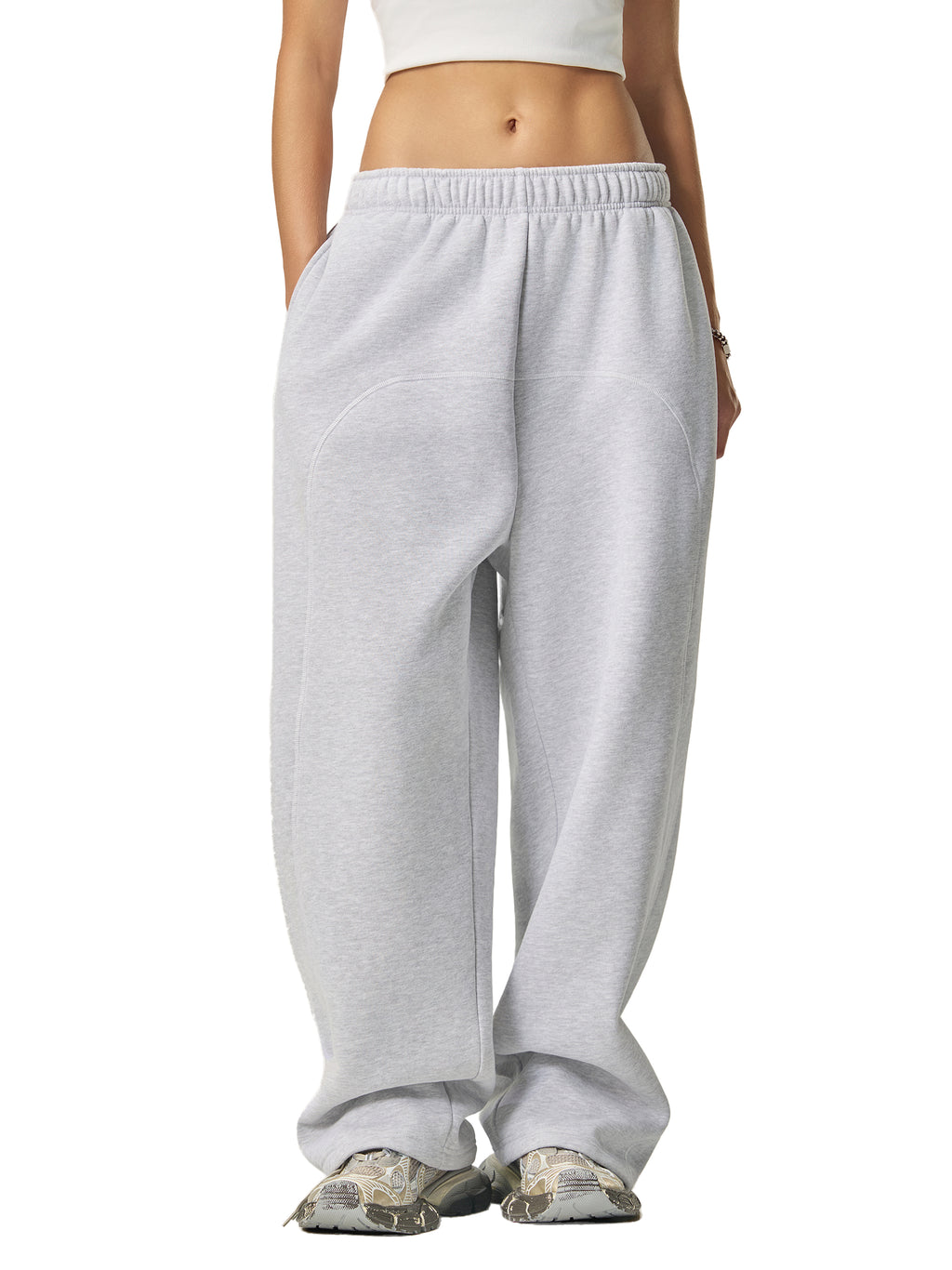 NewInVision-Stitched Fleece Sweatpants