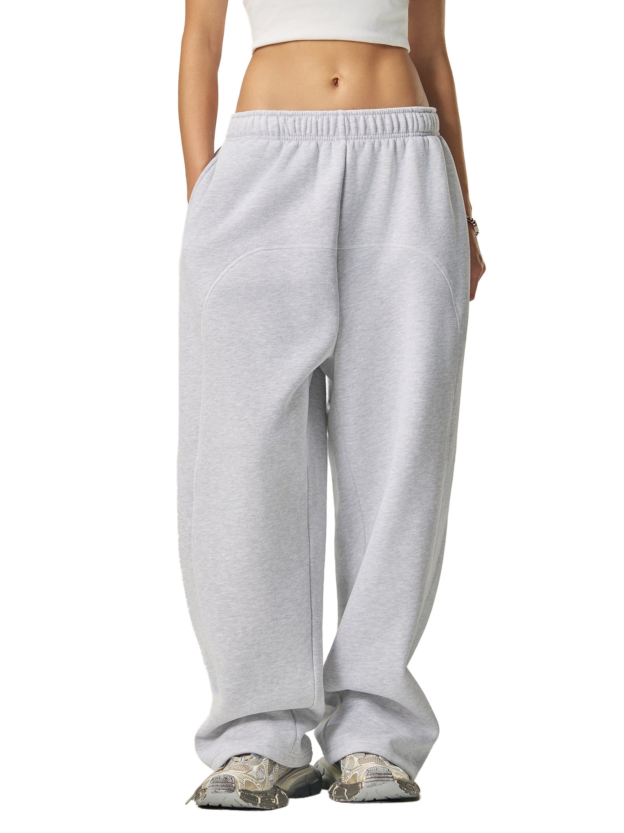 NewInVision-Stitched Fleece Sweatpants